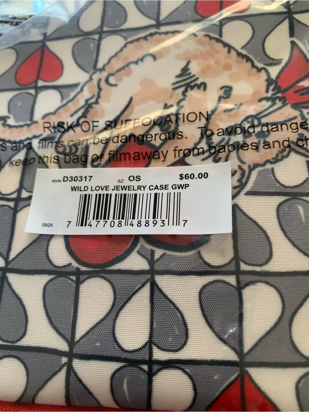 Brighton - Jewelry Case GWP - Gray and Red Heart Print